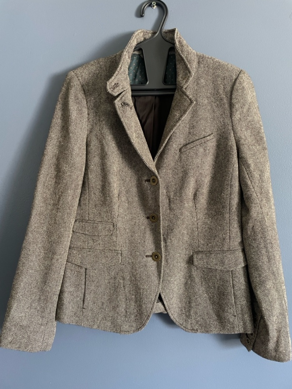 Womens Tailored Herringbone Blazer Jacket
